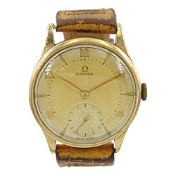 Omega gentleman's 9ct gold manual wind wristwatch, Cal. 30T2, case hallmarked Birmingham 1941, on tan leather strap