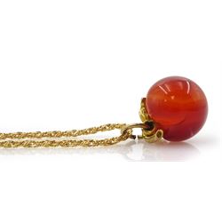 9ct gold orange agate apple pendant necklace