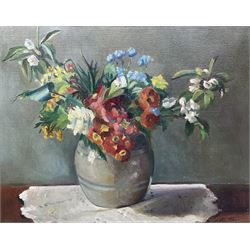 Dorothy King (British 1907-1990): Still Life of Flowers in a Vase, oil on canvas signed 34cm x 42cm