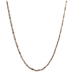 Early 20th rose gold rectangular bar link necklace, stamped 9c