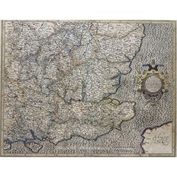 Gerard Mercator (Dutch 1512-1594): South East England - 'Warwicum' etc, engraved map with hand colouring pub. 1636, with French text verso 37cm x 47cm