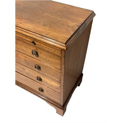 George III mahogany straight-front chest, the moulded top over pull out brushing slide and four drawers, on bracket feet