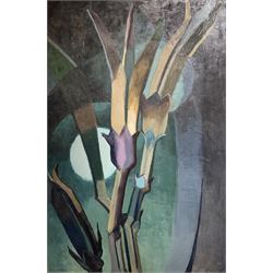 Mabel Annie Spurrier (British fl. 1920-1940): 'Orchid Moon', oil on board signed 75cm x 39cm
