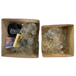 Quantity of vintage glassware including barware, ashtrays etc. in three boxes
