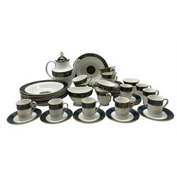 Royal Doulton 'Carlyle' pattern table ware comprising eight coffee cans and saucers, coffee pot, seven tea cups and saucers, sugar bowl and eight dessert or soup bowls (40)
