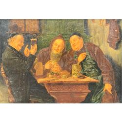 After Eduard von Grützner (German 1846-1927): 'In the Tavern' and 'Monks Dining' pair oils on panel signed Grützner 19cm x 27cm (2)