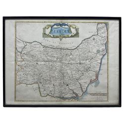 Robert Morden (British c.1650-1703): 'The County of Monmouth' Gloucestershire' and 'Suffolk', set three 17th/18th century engraved maps with hand colouring pub.c1695 max 36cm x 42cm (3)