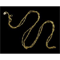 18ct gold fancy twist rope chain necklace, stamped 750