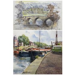 Peter Geraghty (British 1927-2018): York Ouse Scene Towards Lendall Bridge and 'Chatsworth House', two watercolours signed and dated '94 and '96, respectively max 43cm x 43cm (2)