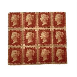 Queen Victoria mint perf penny red block of twelve