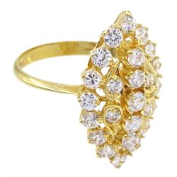 14ct gold cubic zirconia marquise shaped cluster dress ring