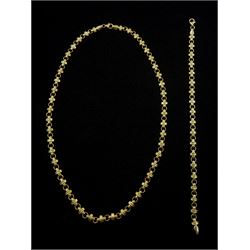 14ct gold fancy link necklace and matching bracelet stamped 14K, approx 13.7gm