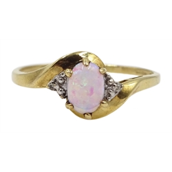 9ct gold opal and diamond ring, hallmarked 