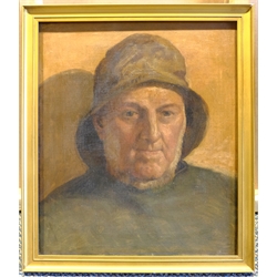 Attrib. David W Haddon (British 1859-1914): Portrait of a Fisherman, oil on canvas unsigned 34cm x 24cm