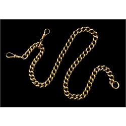 9ct gold curb link watch chain/necklace with two clips