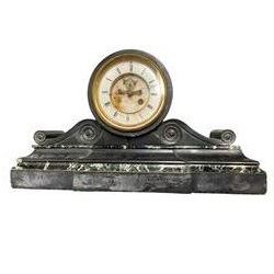19th century - Belgium slate mantle clock with a visible escapement