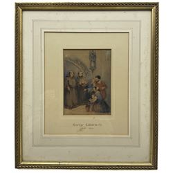 George Cattermole (British 1880-1868): Monks and Figures Conversing in Abbey Archway, watercolour attributed on mount 16cm x 12cm
Notes: Cattermole was a friend of Charles Dickens and illustrated some of his works.