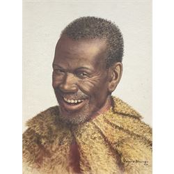 Gerard Bhengu (South African 1910-1990): Portrait of a Smiling Man, watercolour signed 30cm x 23cm