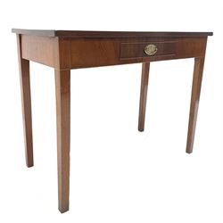 Mid 19th century mahogany side table, fitted with one drawer, raised on square tapered supports W93cm