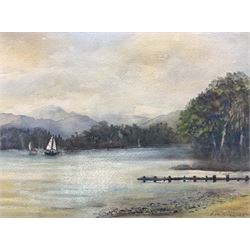 Pam Greaves (British 20th century): 'Windermere from Waterhead', watercolour signed, labelled verso 25cm x 35cm
