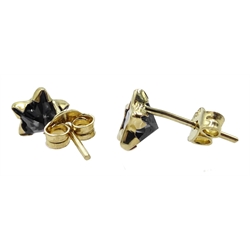 Pair of 9ct gold sapphire star stud earrings, stamped 9K  