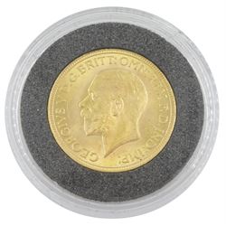 King George V 1929 gold full sovereign coin, Pretoria mint