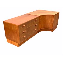 G-Plan - Mid century 'Fresco' teak modular corner lounge unit, fitted with cupboard and three drawers