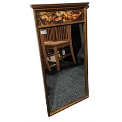 Gilt framed pier-glass wall mirror, painted panel