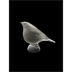 Lalique frosted glass model of a Robin, engraved Lalique France, H7.5cm 