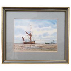 Alan Whitehead (British 1952-): Beached Sailing Vessel, watercolour signed 12cm x 16cm