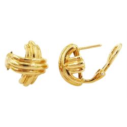 Tiffany & Co pair of 18ct gold 'Signature X' knot earrings, stamped 750, boxed