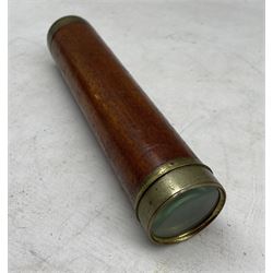 19th century mahogany and brass three-drawer telescope by T. Harris of London, L71cm fully extended