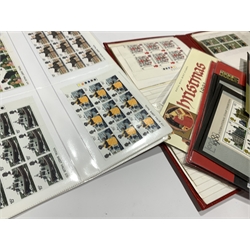 Great British stamps including Queen Elizabeth II pre and post decimal mint 'traffic light' blocks, miniature sheets, Queen Victoria bantam stamp etc, in a folder and loose