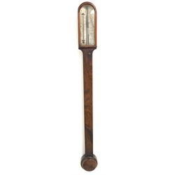 19th century rosewood stick barometer and thermometer, ivorine register inscribed 'Moore, Tottenham' H91cm