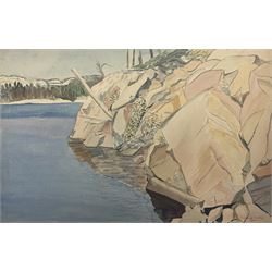 Frederick George Austin (British 1902-1990): Continental Rocky Shore, watercolour signed and dated 1935, 27cm x 38cm (unframed)
Provenance: direct from the granddaughter of the artist