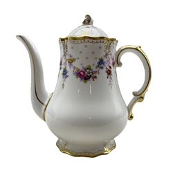 Royal Crown Derby 'Royal Antoinette' pattern coffee pot and cover, H22cm
