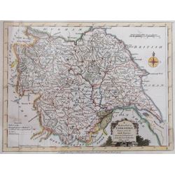 Joseph Ellis (British, early 19th century): 'A Modern Map of Yorkshire Drawn from the latest Surveys Corrected and Improved by the best Authorities', hand-coloured engraved map together with After Christopher Saxton (British, 1540-1610): 'Map of Oxfordshire Buckinghamshire and Berkshire', print pub. 1962 max 39cm x 45cm (2)