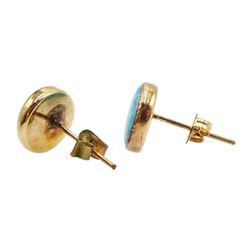 Pair of gold circular opal stud earrings, stamped 9KT