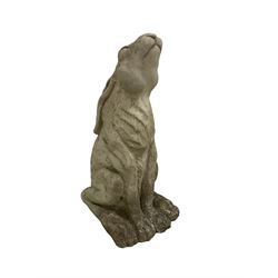 Composite stone garden statue of a moon-gazing hare