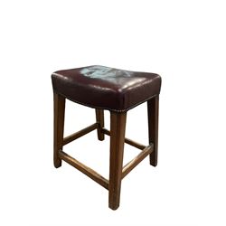20th century stool with seat upholstered in red leather 
