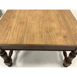 Victorian and later table, rectangular moulded teak top on walnut base, 122cm x 88cm, H75cm