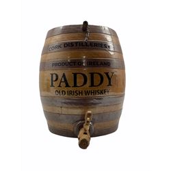 Early 20th century stoneware barrel, later stencilled 'Cork Distilleries Co. Product of Ireland Paddy Old Irish Whiskey' H35cm 