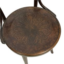 Mundus and J & J Kohn - early 20th century Polish bentwood elbow chair, circular seat with anthemion decoration
