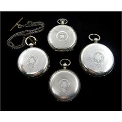 Four silver cased lever pocket watches , all hallmarked