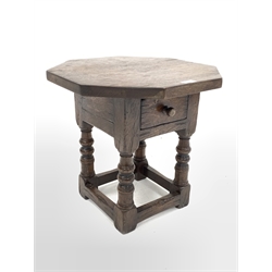 Titchmarsh and Goodwin octagonal occasional table, with single drawer,  raised on turned and block supports