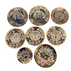 Group of 19th century Copeland Spode Imari china, including set of three Copeland Spode side plates, in Japanese Vase pattern, D22cm, a further plate in pattern D7911, a saucer, Spode dish (restored), together with two unmarked plates (8)