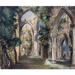 W Fowler (British 19th century): 'Part of Tintern Abbey', watercolour signed and dated 1835, 20cm x 24cm