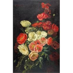Edward M Elliott (British fl.1920-1934): Still Life of Flowers, oil on canvas signed 50cm x 33cm
