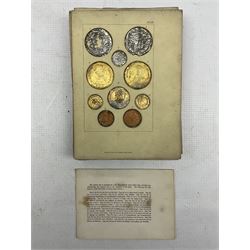 Henry Noel Humphreys - 'Ancient Coins and Medals, an historical sketch of the origin and progress of coining money in Greece and her Colonies', ten loose sunken mounts containing facsimile gold silver and bronze foil coins with descriptions