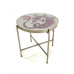 Circular occasional table with mosaic top
